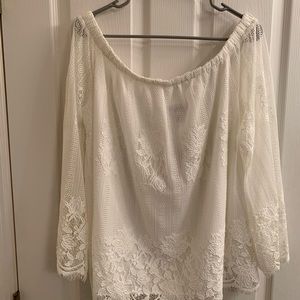 NWT lined white lace top